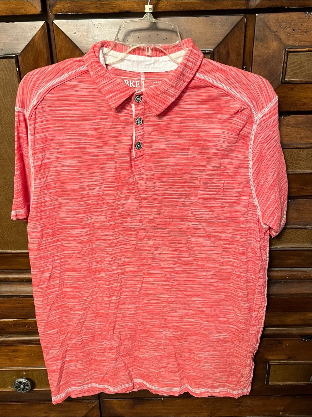 BKE Men’s Large Pink Space Dye Polo Shirt Short Sleeve Performance Casual Golf